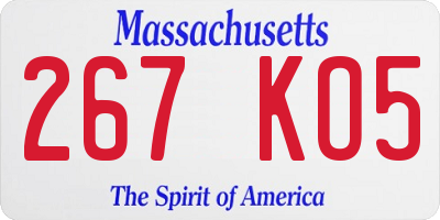 MA license plate 267KO5