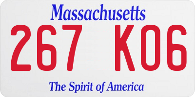 MA license plate 267KO6
