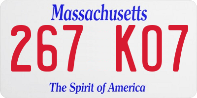 MA license plate 267KO7