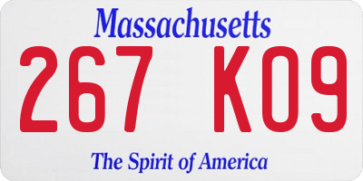 MA license plate 267KO9
