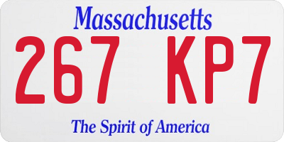 MA license plate 267KP7
