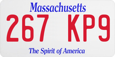 MA license plate 267KP9