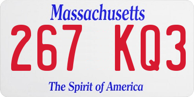MA license plate 267KQ3