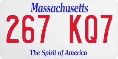 MA license plate 267KQ7