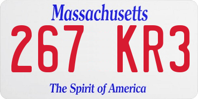 MA license plate 267KR3