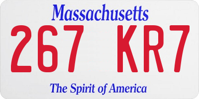 MA license plate 267KR7