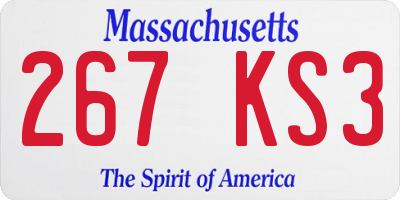 MA license plate 267KS3