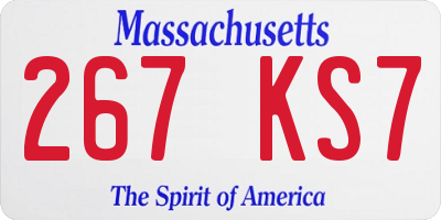 MA license plate 267KS7