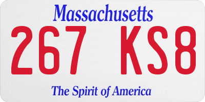 MA license plate 267KS8