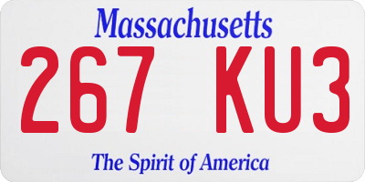 MA license plate 267KU3