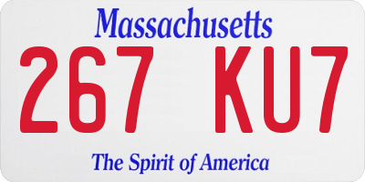 MA license plate 267KU7