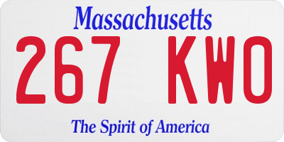 MA license plate 267KW0