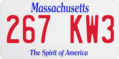 MA license plate 267KW3