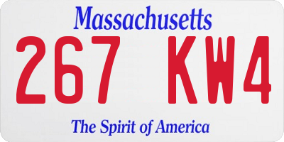 MA license plate 267KW4
