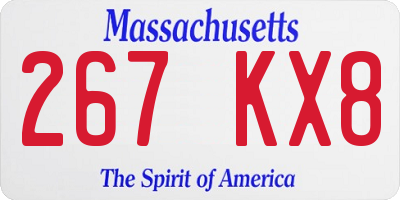 MA license plate 267KX8
