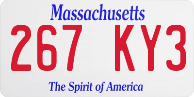 MA license plate 267KY3