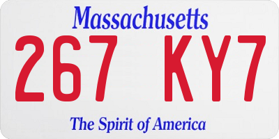 MA license plate 267KY7