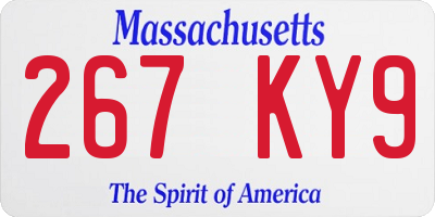 MA license plate 267KY9