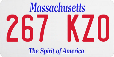 MA license plate 267KZ0