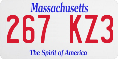 MA license plate 267KZ3