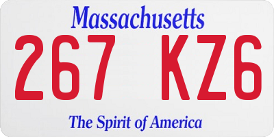 MA license plate 267KZ6