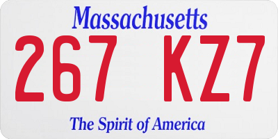 MA license plate 267KZ7