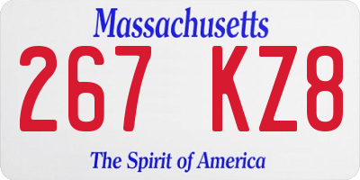 MA license plate 267KZ8