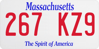 MA license plate 267KZ9
