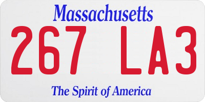 MA license plate 267LA3