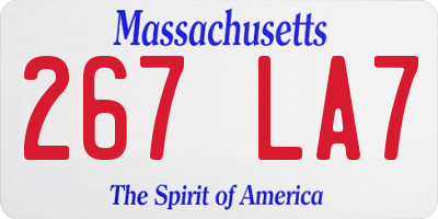 MA license plate 267LA7