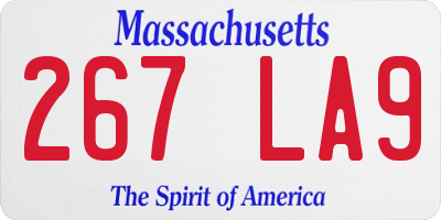 MA license plate 267LA9