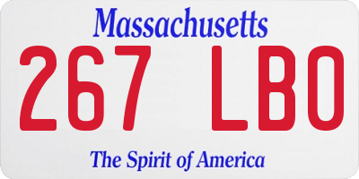 MA license plate 267LB0