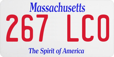 MA license plate 267LC0