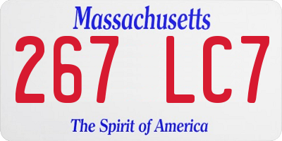 MA license plate 267LC7
