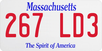 MA license plate 267LD3