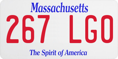 MA license plate 267LG0