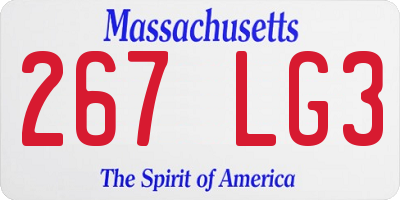 MA license plate 267LG3