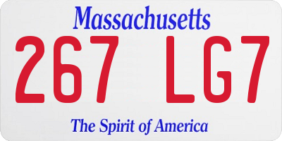 MA license plate 267LG7