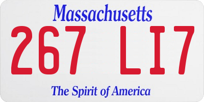MA license plate 267LI7