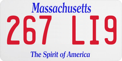 MA license plate 267LI9