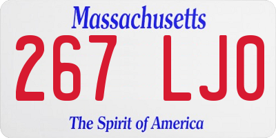 MA license plate 267LJ0