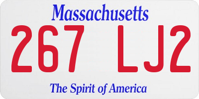 MA license plate 267LJ2