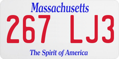 MA license plate 267LJ3