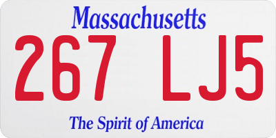 MA license plate 267LJ5