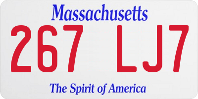 MA license plate 267LJ7