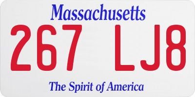 MA license plate 267LJ8