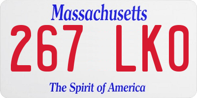 MA license plate 267LK0