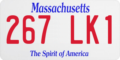 MA license plate 267LK1