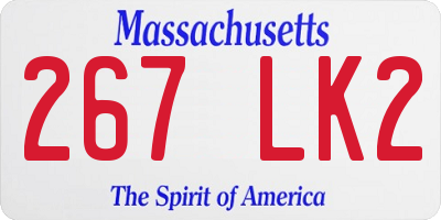MA license plate 267LK2