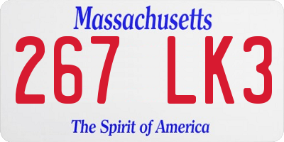 MA license plate 267LK3